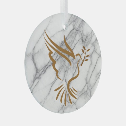 Gold Dove Keramik Ornament Aus Glas (Vorderseite Rechts)