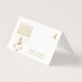 Gold Dove Menorah Hannukah Place Sitzkarte Visitenkarten (Rückseite)