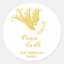 Gold Dove Weltfrieden Weihnachten Runder Aufkleber