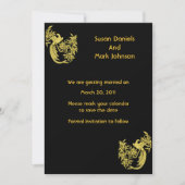 Gold Doves auf Black Wedding speichern das Datum Save The Date (Vorderseite)