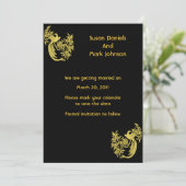 Gold Doves auf Black Wedding speichern das Datum Save The Date (Stehend Vorderseite)