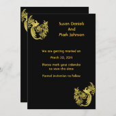 Gold Doves auf Black Wedding speichern das Datum Save The Date (Vorne/Hinten)
