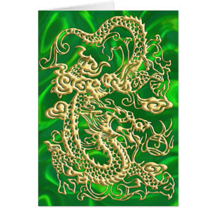 Gold-Drache Grün Satin Lush Gold Karte