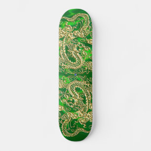 Gold-Drache-Grün-Satin-Lush-Skateboard Skateboard