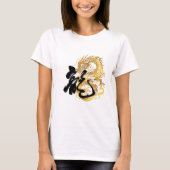 Gold Dragon 龍 Geschenk Chinesisch Japanisch Kallig T-Shirt (Vorderseite)