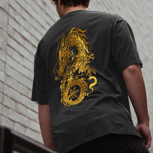 Gold Dragon 龍 Zodiac Geschenk Chinesisch Japanisch T-Shirt