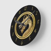 Gold Dragon-Black- Runde Wanduhr (Winkel)