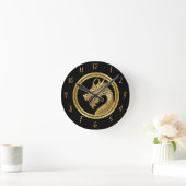 Gold Dragon-Black- Runde Wanduhr (Zuhause)