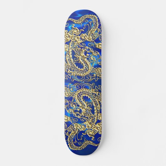 Gold Dragon Blue Satin Lush Skateboard (Vorderseite)
