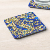 Gold Dragon Blue Satin Lush Untersetzer (Linke Seite)