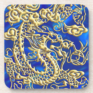 Gold Dragon Blue Satin Lush Untersetzer