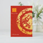 Gold Dragon Classic Double glücklich Hochzeit RSVP Karte (Stehend Vorderseite)