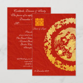 Gold Dragon Classic Double glücklich Hochzeit RSVP Karte (Vorne/Hinten)