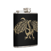 Gold Dragon Fantasy Goth Flask Flachmann (Rechts)