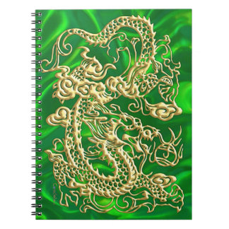 Gold Dragon Green Satin Lush Gold Notebook Notizblock