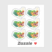 Gold-Dragon-Head Aufkleber (Blatt)