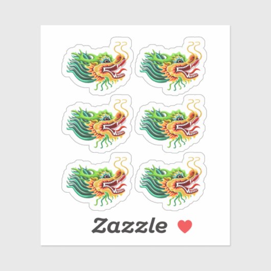 Gold-Dragon-Head Aufkleber (Blatt)