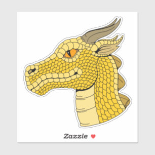 Gold Dragon Head in Profil Aufkleber