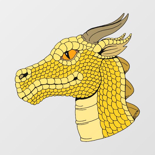 Gold Dragon Head in Profil Fensteraufkleber (Blatt)