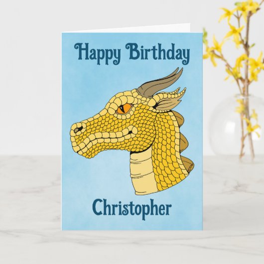 Gold Dragon Head in Profil Karte (Gelbe Blume)