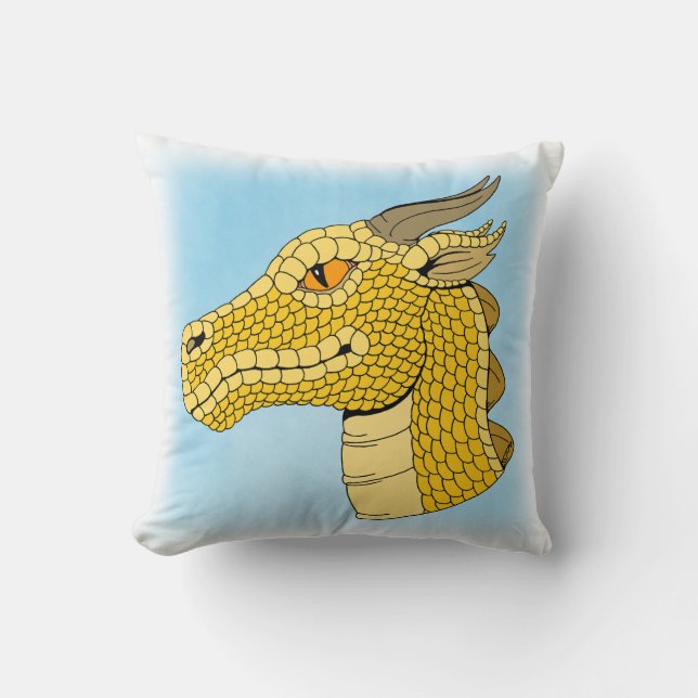 Gold Dragon Head in Profil Kissen (Vorderseite)