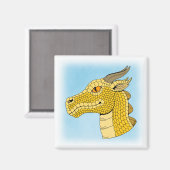 Gold Dragon Head in Profil Magnet (Vorderseite/Rückseite)