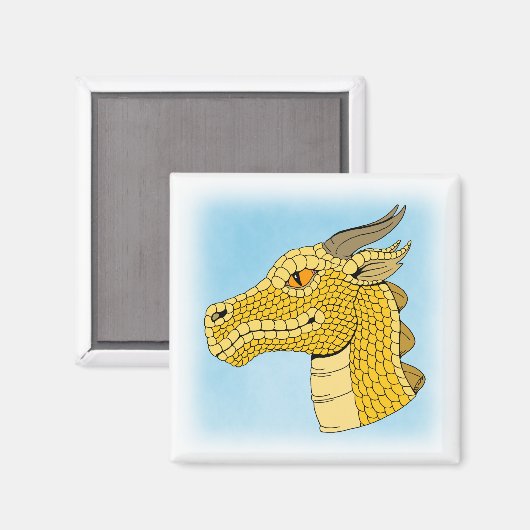 Gold Dragon Head in Profil Magnet (Vorderseite/Rückseite)