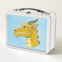 Gold Dragon Head in Profil Metall Brotdose