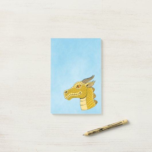 Gold Dragon Head in Profil Post-it Klebezettel (Auf Schreibtisch)