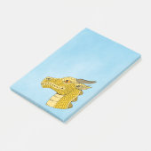 Gold Dragon Head in Profil Post-it Klebezettel (angewinkelt)