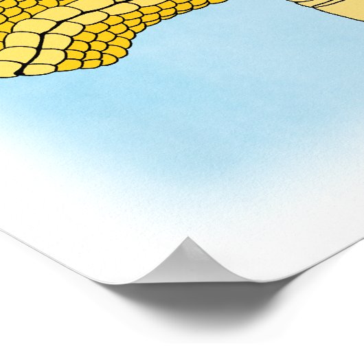 Gold Dragon Head in Profil Poster (Ecke)