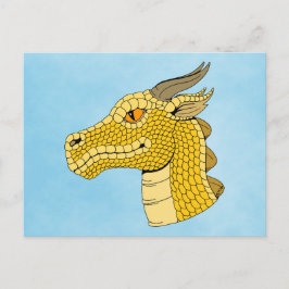 Gold Dragon Head in Profil Postkarte