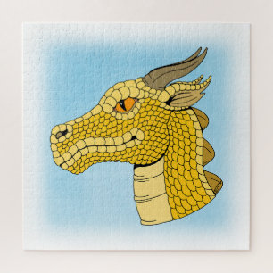 Gold Dragon Head in Profil Puzzle
