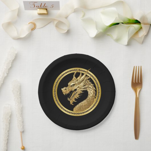 Gold Dragon Pappteller (Hochzeit)