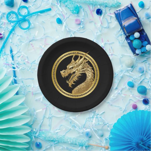 Gold Dragon Pappteller (Party)