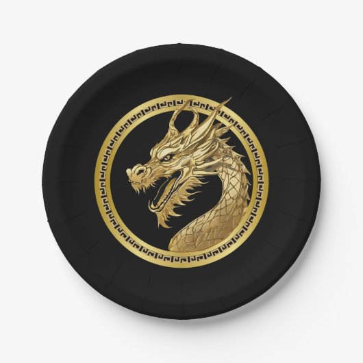 Gold Dragon Pappteller (Vorderseite)
