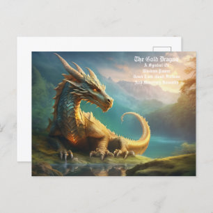 Gold Dragon Postcard Feiertagspostkarte