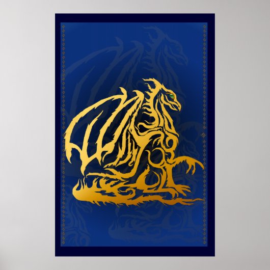 Gold Dragon Print Poster (Vorne)
