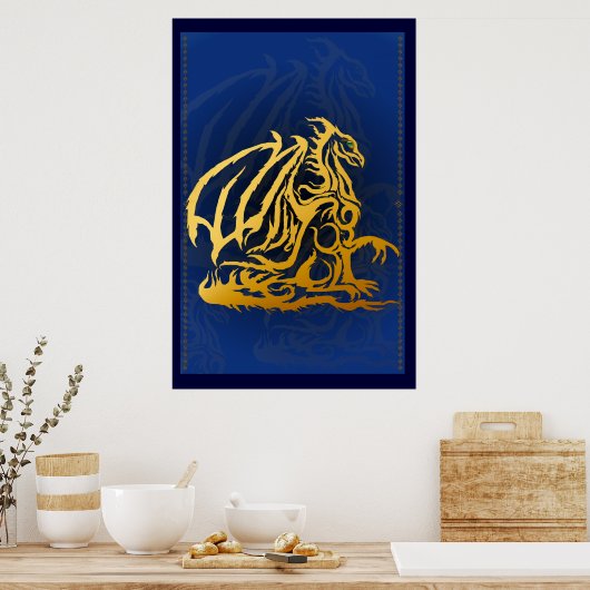Gold Dragon Print Poster (Küche)