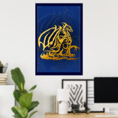 Gold Dragon Print Poster (Heimbüro)