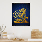 Gold Dragon Print Poster (Küche)