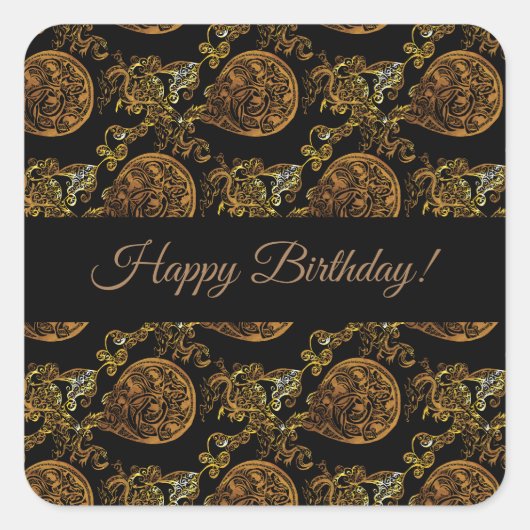 Gold Dragon Quadratischer Aufkleber (Vorderseite)