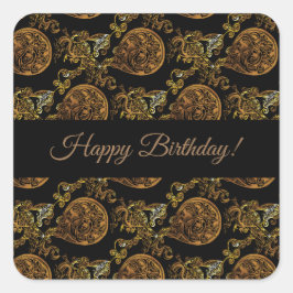 Gold Dragon Quadratischer Aufkleber