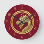 Gold Dragon-Red- Runde Wanduhr (Vorderseite)