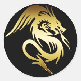 GOLD DRAGON RUNDER AUFKLEBER