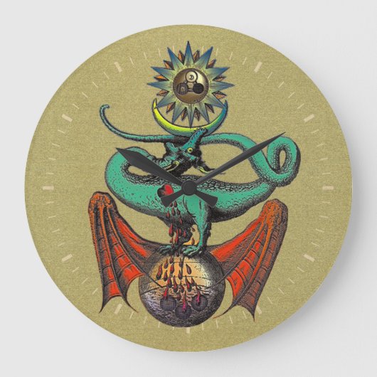 Gold Dragon Symbol Ripley Scroll Große Wanduhr (Vorderseite)