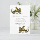 Gold Dragon Wedding Response Card RSVP Karte (Stehend Vorderseite)