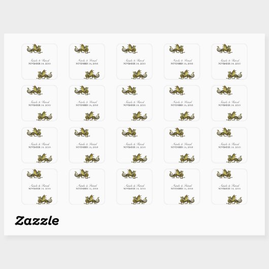 Gold Dragon Wedding Stickers (Blatt)
