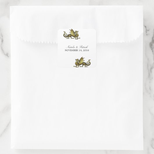 Gold Dragon Wedding Stickers (Tasche)