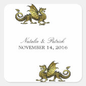 Gold Dragon Wedding Stickers (Vorderseite)